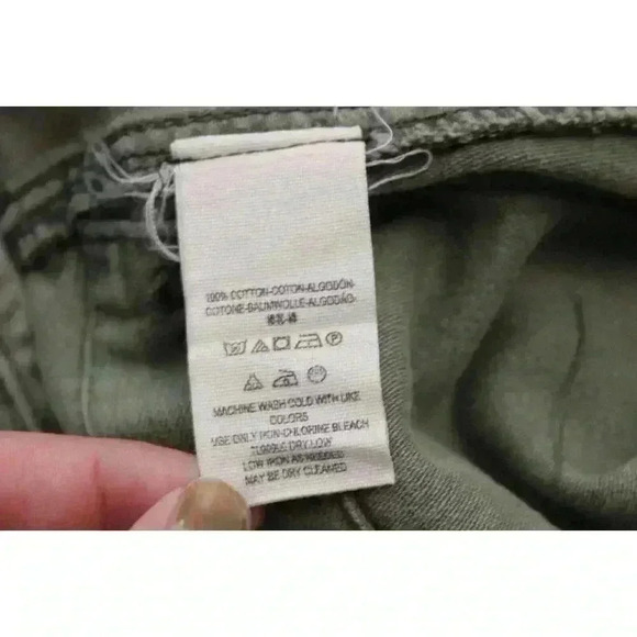 Free People Raw Patched Cutoff Shorts Frayed Hem Military Olive Green Size 0 - Picture 12 of 12